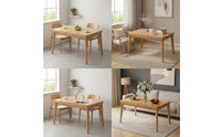 Foldable Folding Dining Table Wooden Rectangular Dining Table Compact Furniture Easy to Clean for Kitchen