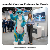 sapphire canine Character Outfit Walkable Furry Suit Plush Texture for Parties, Adults