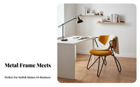 Upholstered Metal Frame Chair utilitarian Look Upholstered Armchair with Metal Legs Padded Seat Minimalist Aesthetic for Kitchen
