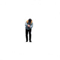 Orange Backpack Bending Male Figurine Light Blue Top Collectible Figure Display Piece for Collectors