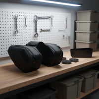 Zippered Motorcycle Saddle Bags Top Carry Handles Bike Storage Included Straps
