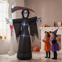 Inflatable Grim Reaper with Blade Spooky Inflatable Grim Reaper Decoration Freestanding Giant for Yard, Haunted House