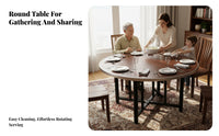 Round Dining Table with Turntable Strong Load-Bearing Round Dining Table Turntable Stable and Firm Household Furniture for Home, Kitchen, Living Room