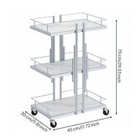 Gold Beauty Salon Trolley Elegant Design 3-Tier Salon Trolley Anti-Fall Guardrails 3-Tier Rolling Cart for Nail Technicians, Hair Stylists