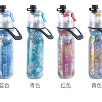 便携PE喷雾杯 多功能户外运动喷雾水壶 双层保冷喷雾水杯骑行水壶