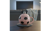 Football Shaped Cup with Lid 400ml Capacity Soccer Ball Mug Creative Design Soccer Football Mug for Kids, Desk Decoration, Office