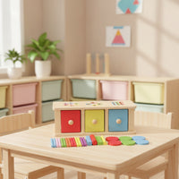 Educational Shape Sorter with Drawers Easy to Grasp Drawer Box with Shape Blocks Safe Child-Led Learning Drawer Toy Sensory for Preschoolers, Toddlers, Kids, Classroom, Playroom