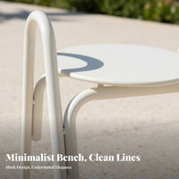 Long Backless Stool Indoor & exteriordoor Wavy Seat Bench Creamy Look Multi-Functional for Homeowners, Families