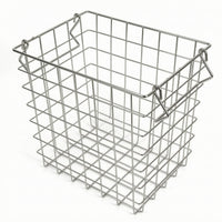 Wire Basket with Side Loops Rectangular Grid Wire Basket Metal for Shelf, Pantry