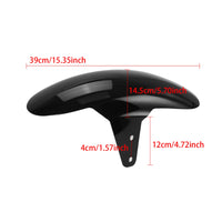 Glossy Black Motorcycle Front Mudguard Streamlined Mudguard with Mounting Bracket Direct Fit Front Mudguard Bracket Aftermarket