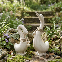 2 Pieces Duck Couple Figurine Set Distressed Finish House Decoration Artisanal