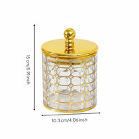 Gold Trim Canister Multi-Functional Round Decorative Container Lightweight Lidded Storage Jar for Office Desk