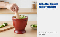 Wooden Mortar and Pestle, Thai Style, Handmade, Solid Wood, Multi-Size for Chicken Feet, Cucumber, Kitchen, Commercial