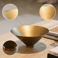 Metal Bowl with Conical Base Antique Gold Decorative Bowl with Metal Base Vessel Matte Vintage-Inspired for Tabletop, Entryway