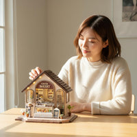 DIY Miniature House Detailed Decor 3D House Model LED Lights for Desk, Bookshelf