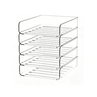 Clear Desk Organizer with Shelves Transparent Acrylic Book Stand Multi-Tier