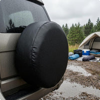 Lychee-Grain Texture PVC Leather Spare Tire Cover Stitched Seams Round Spare Tire Cover Fitted Shape Vehicle Accessory Adjustable Fit