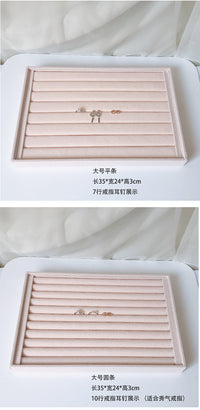Jewelry Storage Tray with Pearl Velvet, Beige-Pink, for Rings, Earrings, Bracelets, Display