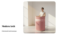 Minimalist Design Curved Reception Desk Long-Lasting Construction Semi-Circle Money Ier Stand Spacious Storage Modern Reception Desk Stable Base for Receptionists, Salon Owners, Office Workers, Boutique, Shop, Lobbies, Restaurant