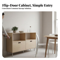Multi-Tier swing-up door Cabinet Large Capacity Tiered swing-up door table Raised Base