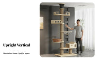 No-Drill Installation Floor-to-Ceiling Feline Climbing Structure Space-Saving Design Floor-to-Ceiling Feline Pole Multi-Level Platforms Pet Furniture Stable and Sturdy for Indoor Felines, Kittens, Indoors, Apartment, Small Homes, Living Room