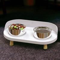 Stainless Steel Cat Bowls with Stand Neck Protection Raised Pet Bowl Station