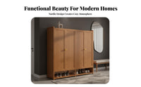 Freestanding Footwear Storage Unit Large Capacity Entryway Storage Cabinet Modern Minimalist Freestanding Shoe Rack with Doors for Hallway