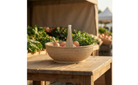 Woven Plastic Basket Ventilated Wicker Tote Lightweight for Market, Kitchen