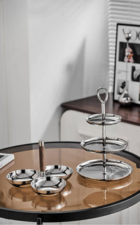 Nordic Light Luxury Stainless Steel Three-Tier Fruit Plate with Stand