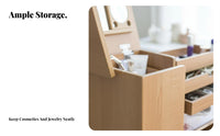 hinged-lid Dressing Table with Stool Space-Saving triple-function Makeup Desk for Teenagers
