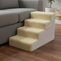 4-Step Pet Stairs Lightweight Puppy Sofa Stairs Dog Bed Steps Easy Assembly Soft Cat Climbing Ladder Machine-Washable Cover