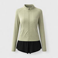 Gym Clothes for Women Three Piece Set with Padded Sports Bra and Leggings, Long Sleeve Jacket Wear for Pilates Outfit and Training