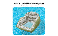 Pool Seat Inflatable Water Sofa Inflatable Pool Seat Chair Leaf Pattern Raised Armrests