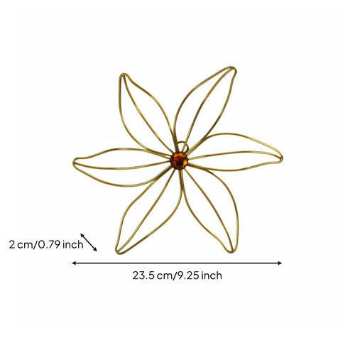 Iron Flower Ornament Light Luxury Style Iron Floral Wall Decor Easy to Hang Abstract Floral Line Art for Living Room, Restaurant, Bedroom