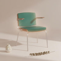 Retro Dining Chair Curved Backrest Wooden Dining Chair Fully Assembled