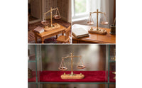 Balance Scale with Wooden Base Vintage Style Miniature Furniture Set Gold Tone Ornament for Collectors, Hobbyists