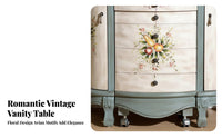 Space-Saving hinged-lid Vanity Table Hand-Painted ornamentation space-efficient Desk with hinged-lid Mirror Vintage appearance Bedroom Furniture Ample Storage for Small Apartment Dwellers, Students, Teenagers, indivitwo-way grooming area