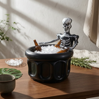 Skull-Shaped Ice Container Sculpted Inflatable Skull Container Black
