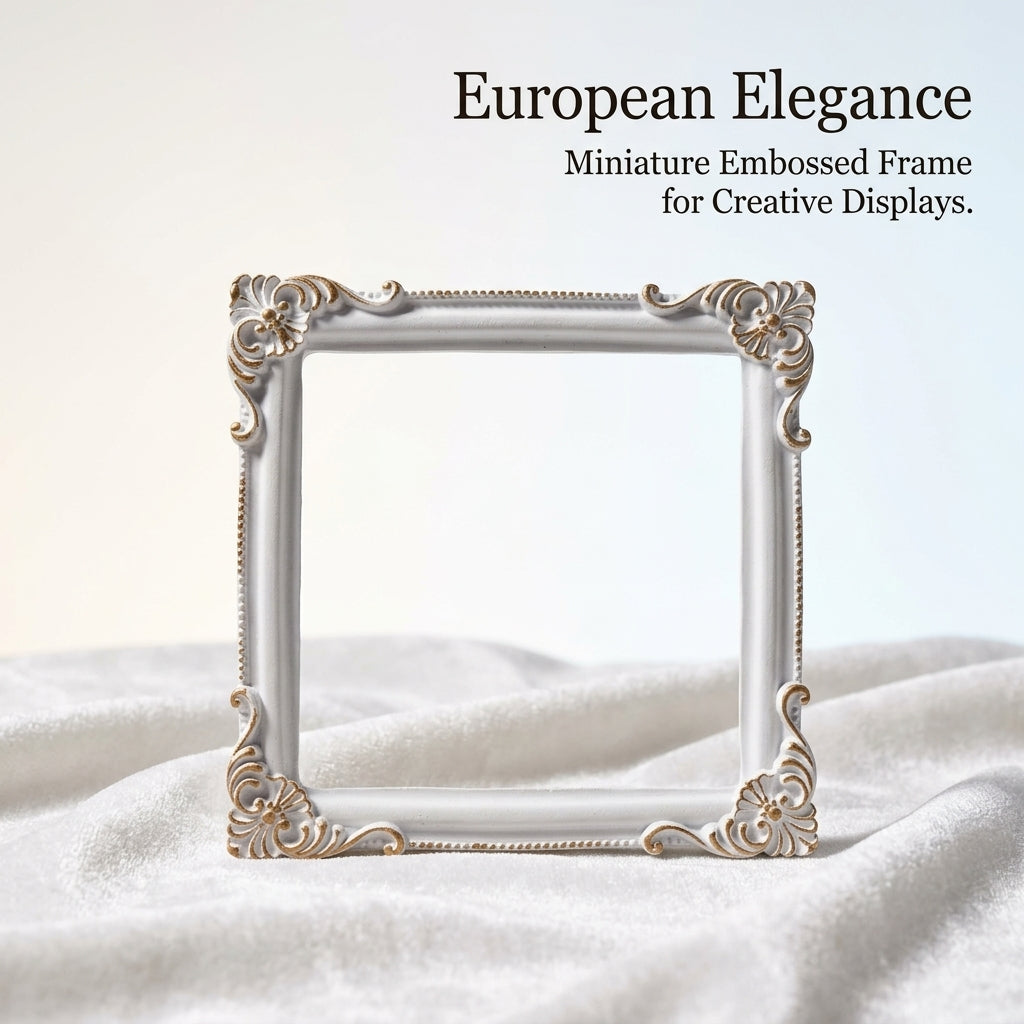 Vintage Photo Frame with Embossed Ornate Design for Display, Small Resin Picture Holder for Product Photography and Earring Jewelry