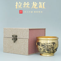 Brass Car Ashtray with Three-dimensional Relief, Chinese Style