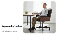 Highspine Managerial Chair Genuine Leather Highspine rotate Armchair Comfortable for Long Sitting sturdy Wood Construction