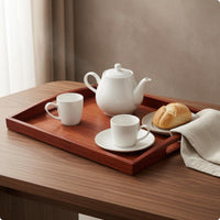 Wooden Serving Tray Reddish-Brown Homeware Polished Finish