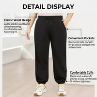 Joggers for Women with Tapered Leg and Drawstring Waist, Baggy Jogging Bottoms in Blended Fabric, Plus Size Ladies for Casual Wear