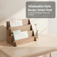 Wooden Card Display Stand Tiered Postcard Display Space-Saving Freestanding