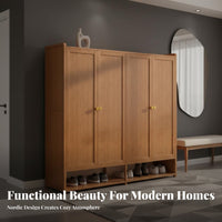 Freestanding Footwear Storage Unit Large Capacity Entryway Storage Cabinet Modern Minimalist Freestanding Shoe Rack with Doors for Hallway
