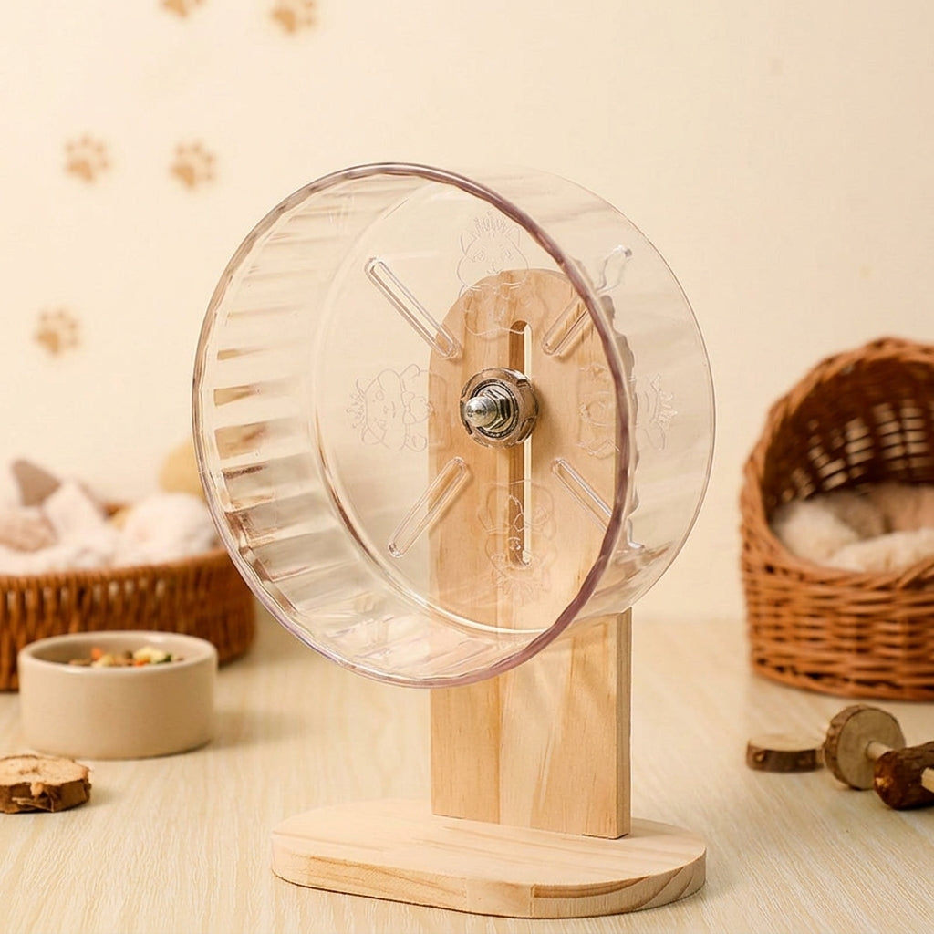 18cm Hamster Wheel and Nighttime Comfort Wheel, Silent Exercise Runner with Fixed Stand, Clear Firm Surface for Dwarf Hamsters and Mice