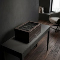 Watch Display Case with Glass Lid Woodwatch with Textured Finish Display Case Luxury for Collectors, Dresser, Closet