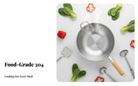 Food Grade Round-Bottom Wok Uncoated Stir-Fry Pan sturdy Duty Cookware No Synthetic Coatings for Home Cooks, Cooking aficionados, outdoor enthusiasts, Gas Stovetops, Commercial Kitchen, BBQ, Camping