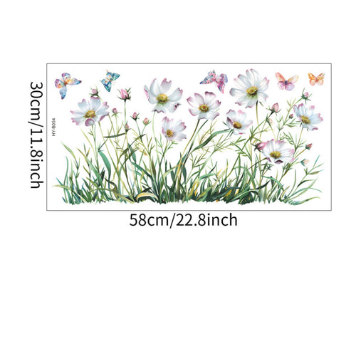 Cosmos Flower Wall Decal Self Botanical Window Cling Watercolor Design