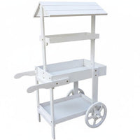 Wheeled Design Rustic Display Trolley Wheels Farmhouse Display Trolley Tiered Shelves for Balcony, Shop Window, Bar